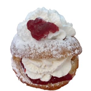 Cream And Jam Donuts With Icing Sugar